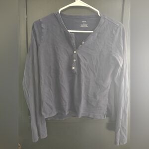 Aerie Navy Long Sleeve Henley Top